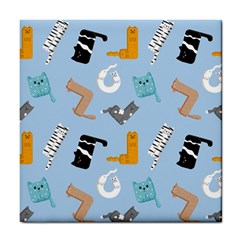 Unusual And Funny Tetris Cats Tile Coaster by SychEva