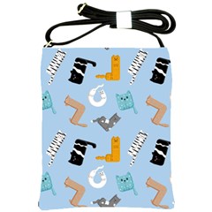 Unusual And Funny Tetris Cats Shoulder Sling Bag by SychEva