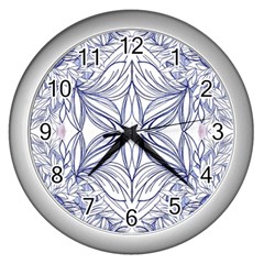 Blue Biro Repeats Iv Wall Clock (silver) by kaleidomarblingart