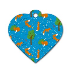 Red Fox In The Forest Dog Tag Heart (two Sides) by SychEva