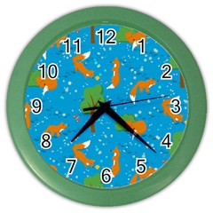 Red Fox In The Forest Color Wall Clock by SychEva