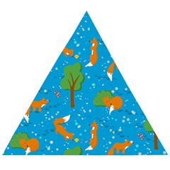 Red Fox In The Forest Wooden Puzzle Triangle by SychEva