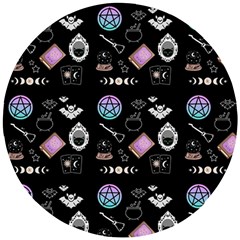 Witch Goth Pastel Pattern Wooden Puzzle Round by InPlainSightStyle