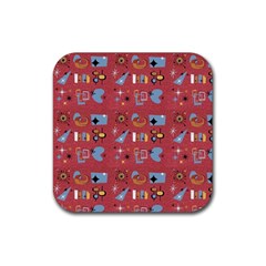 50s Small Print Rubber Coaster (square)  by InPlainSightStyle