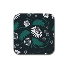 Folk Flowers Pattern Rubber Square Coaster (4 Pack)  by Eskimos