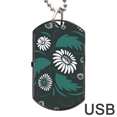 Folk Flowers Pattern Dog Tag Usb Flash (two Sides)