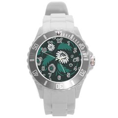 Folk Flowers Pattern Round Plastic Sport Watch (l) by Eskimos