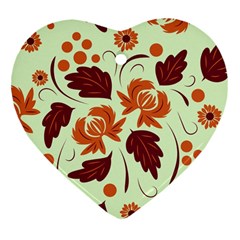 Folk Flowers Pattern Ornament (heart) by Eskimos