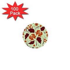 Folk Flowers Pattern 1  Mini Buttons (100 Pack)  by Eskimos