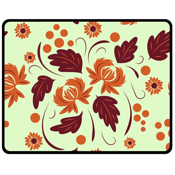 Folk flowers pattern Fleece Blanket (Medium) 