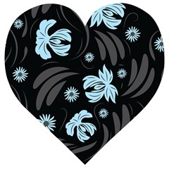 Folk flowers pattern Wooden Puzzle Heart