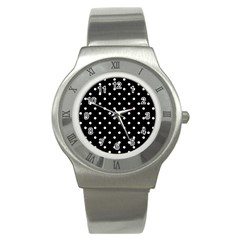 1950 Black White Dots Stainless Steel Watch by SomethingForEveryone