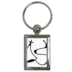 Black And White Abstract Linear Decorative Art Key Chain (rectangle) by dflcprintsclothing
