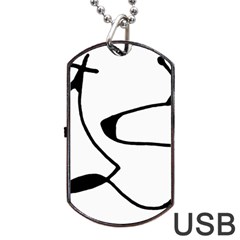 Black And White Abstract Linear Decorative Art Dog Tag Usb Flash (two Sides) by dflcprintsclothing