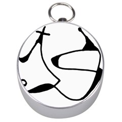 Black And White Abstract Linear Decorative Art Silver Compasses by dflcprintsclothing