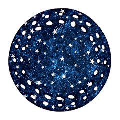 Dark Blue Stars Round Filigree Ornament (two Sides) by AnkouArts