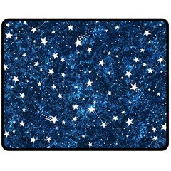 Dark Blue Stars Double Sided Fleece Blanket (medium)  by AnkouArts