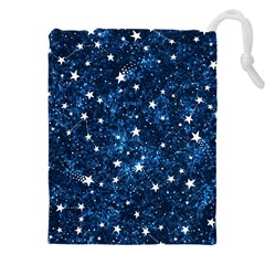 Dark Blue Stars Drawstring Pouch (4xl) by AnkouArts