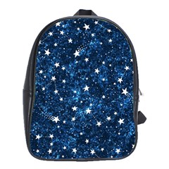 Dark Blue Stars School Bag (large) by AnkouArts