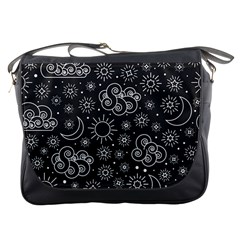 Dark Moon And Stars Messenger Bag by AnkouArts