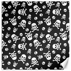 Skull And Cross Bone On Black Background Canvas 16  X 16  by AnkouArts