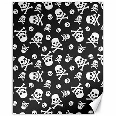 Skull And Cross Bone On Black Background Canvas 11  X 14  by AnkouArts