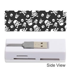 Skull And Cross Bone On Black Background Memory Card Reader (stick) by AnkouArts