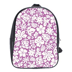 White Hawaiian Flowers On Purple School Bag (large) by AnkouArts