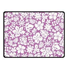 White Hawaiian Flowers On Purple Double Sided Fleece Blanket (small)  by AnkouArts