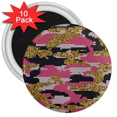 Abstract Glitter Gold, Black and Pink Camo 3  Magnets (10 pack) 