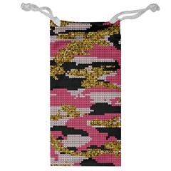 Abstract Glitter Gold, Black And Pink Camo Jewelry Bag by AnkouArts
