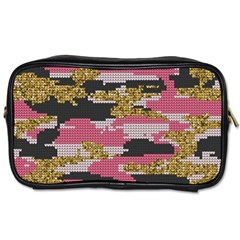 Abstract Glitter Gold, Black And Pink Camo Toiletries Bag (two Sides) by AnkouArts
