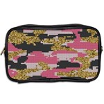 Abstract Glitter Gold, Black and Pink Camo Toiletries Bag (Two Sides) Back