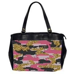 Abstract Glitter Gold, Black And Pink Camo Oversize Office Handbag (2 Sides) by AnkouArts
