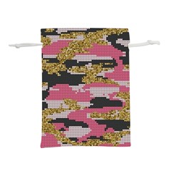 Abstract Glitter Gold, Black And Pink Camo Lightweight Drawstring Pouch (s) by AnkouArts