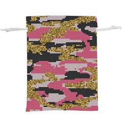 Abstract Glitter Gold, Black And Pink Camo  Lightweight Drawstring Pouch (xl)