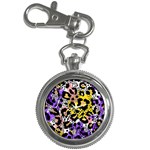 Black Leopard print with yellow, gold, purple and pink Key Chain Watches Front