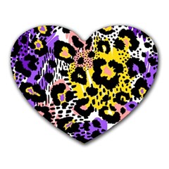 Black Leopard Print With Yellow, Gold, Purple And Pink Heart Mousepads by AnkouArts