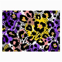 Black Leopard Print With Yellow, Gold, Purple And Pink Large Glasses Cloth by AnkouArts