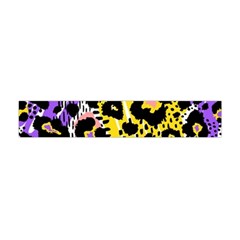 Black Leopard Print With Yellow, Gold, Purple And Pink Flano Scarf (mini) by AnkouArts