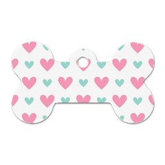 Pink Hearts One White Background Dog Tag Bone (one Side) by AnkouArts