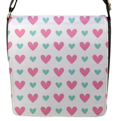 Pink Hearts One White Background Flap Closure Messenger Bag (s) by AnkouArts