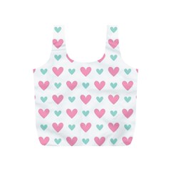 Pink Hearts One White Background Full Print Recycle Bag (s) by AnkouArts