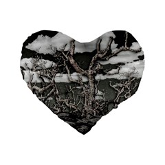 Dark Fantasy Landscape Poster Standard 16  Premium Flano Heart Shape Cushions by dflcprintsclothing