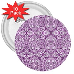 Purple Pattern Oval 3  Buttons (10 Pack)  by AnkouArts