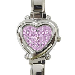 Purple Pattern Oval Heart Italian Charm Watch