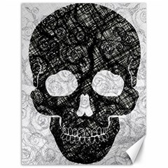 Black Skull On White Canvas 12  X 16  by AnkouArts