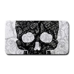 Black Skull On White Medium Bar Mats by AnkouArts