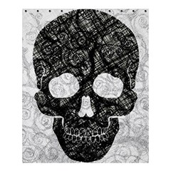 Black Skull On White Shower Curtain 60  X 72  (medium)  by AnkouArts