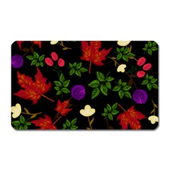 Golden Autumn, Red-yellow Leaves And Flowers  Magnet (rectangular) by Daria3107